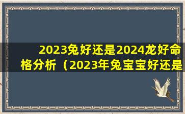 2023兔好还是2024龙好命格分析（2023年兔宝宝好还是2024年龙 🐘 宝宝宝好）